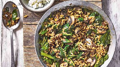 Mushroom-and-feta-risotto -recipe for one