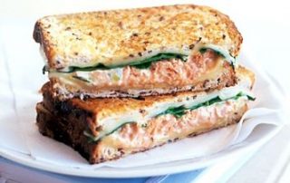 Pan-toasted salmon & cheese toasted sandwich recipe for one