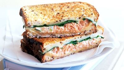 Pan-toasted salmon & cheese toasted sandwich recipe for one