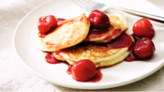 ricotta-pancakes-with-poached-cherries