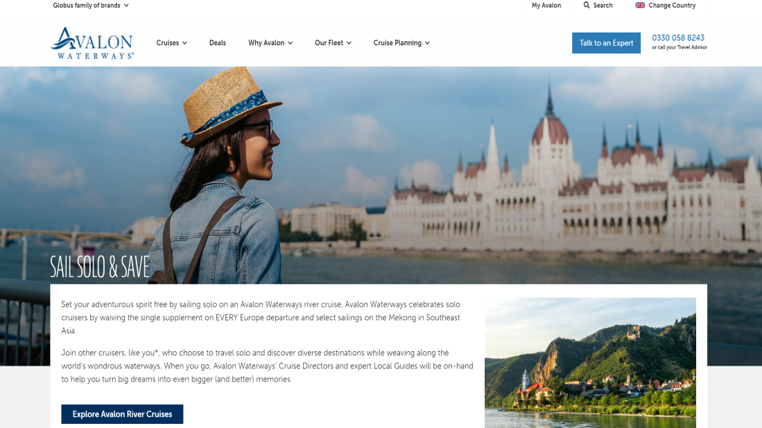 Avalon Waterways River Cruises solo travellers 2024
