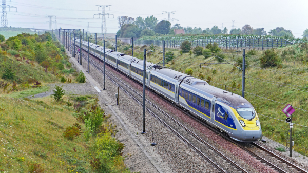 Eurostar Train Travelling across Europe